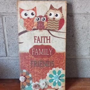 Owl Faith Family Friends Wall Decor Picture